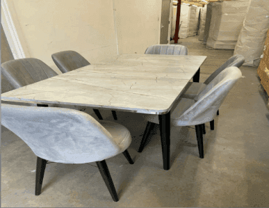 Classic Marble Dining Table 2 UK | Buy Traditional Marble Dining Tables Online | 6 Chairs | Free Delivery